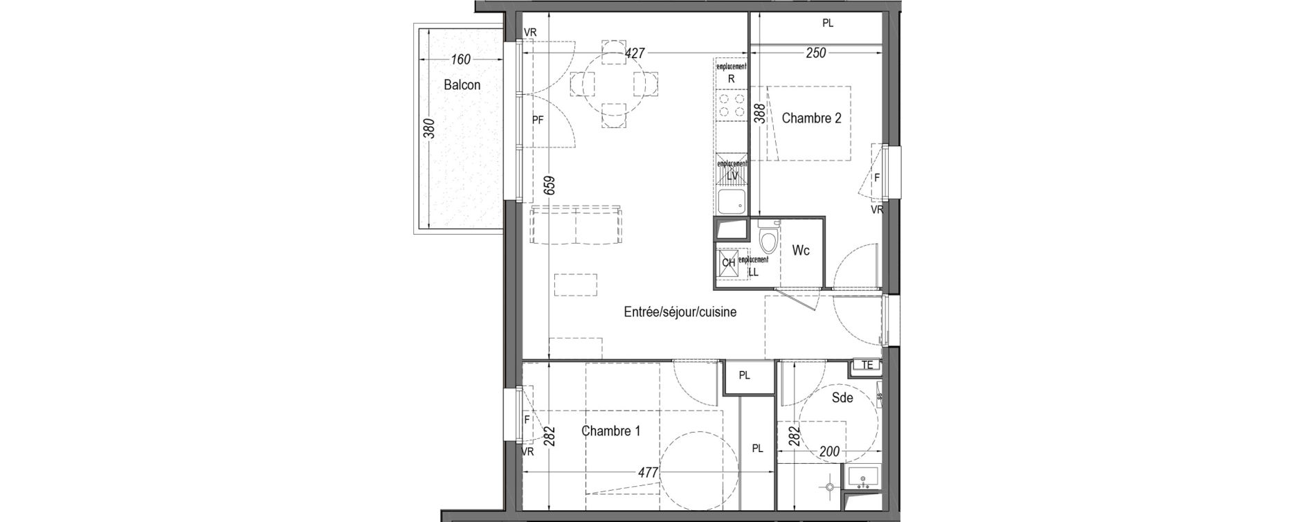 Appartement T3 de 62,56 m2 &agrave; M&eacute;rignac Arlac