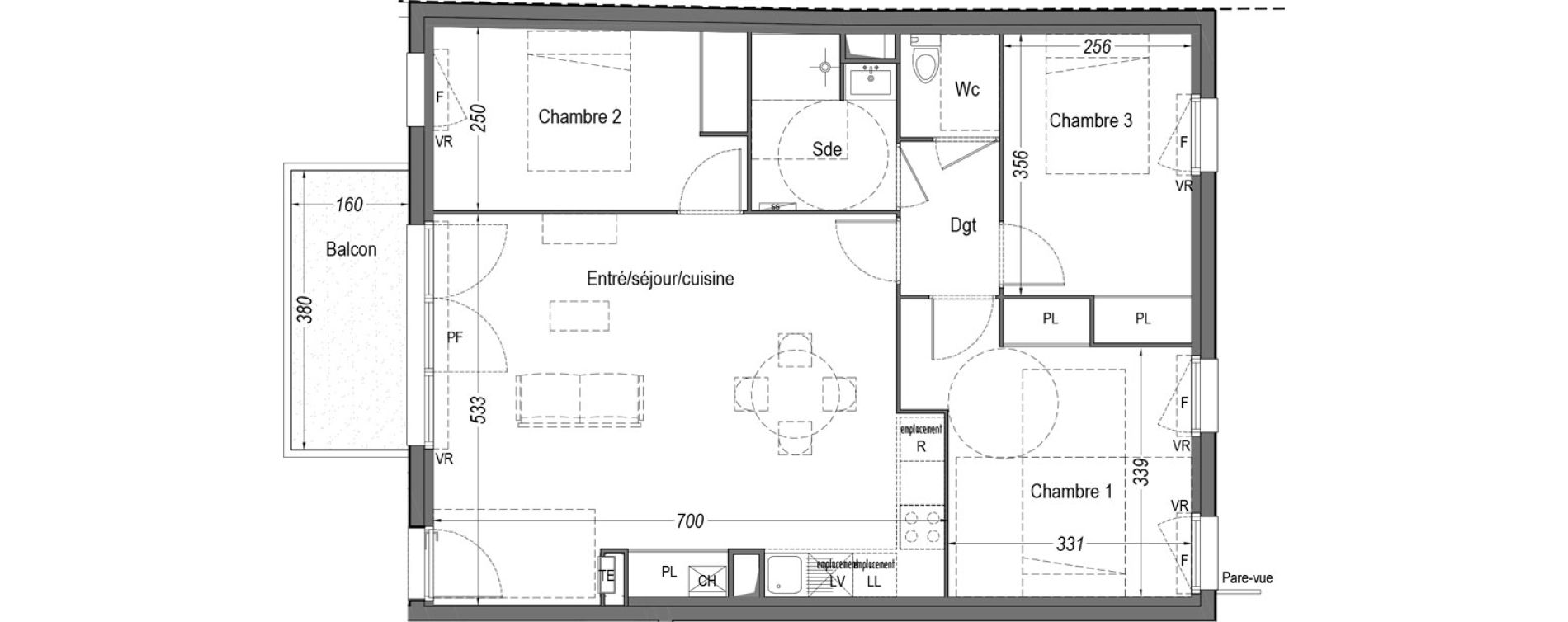 Appartement T4 de 77,29 m2 &agrave; M&eacute;rignac Arlac
