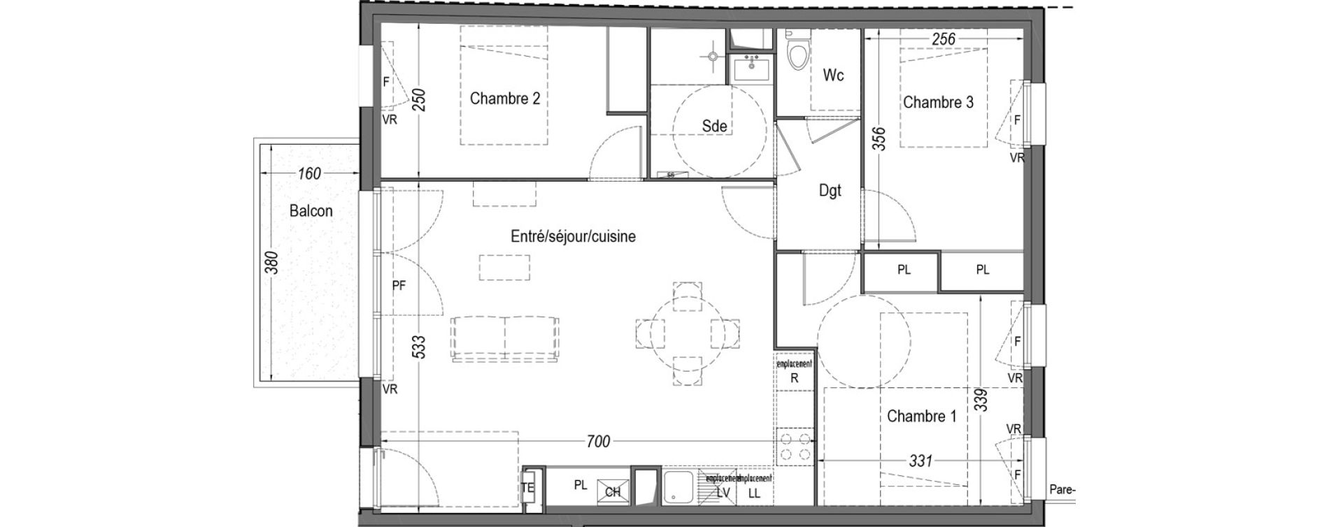 Appartement T4 de 77,29 m2 &agrave; M&eacute;rignac Arlac