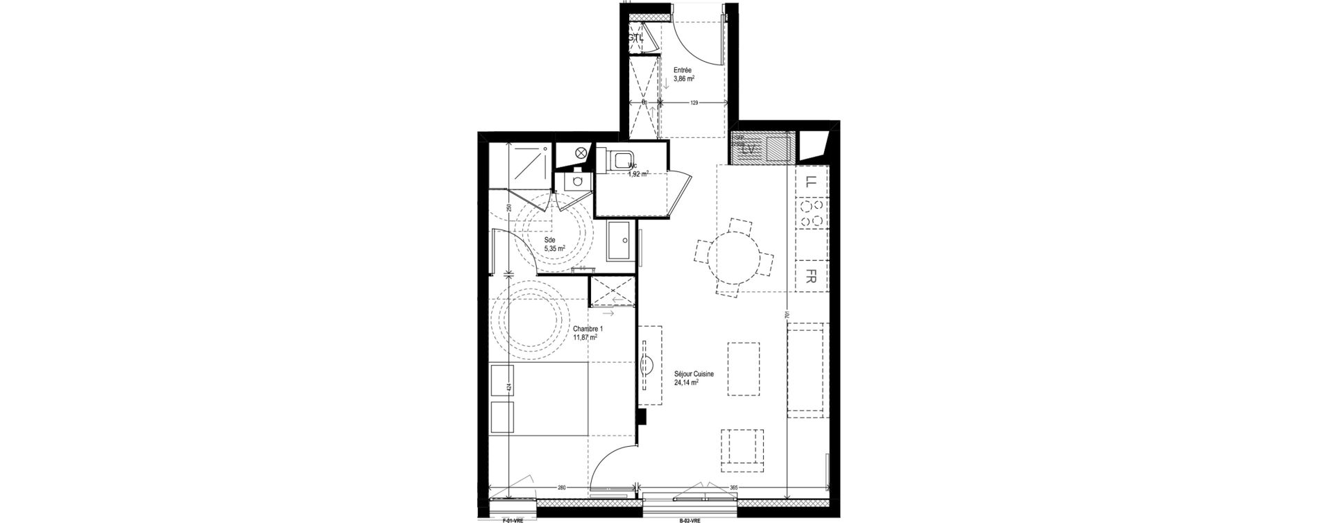 Appartement T2 de 47,14 m2 &agrave; M&eacute;rignac Eyquems