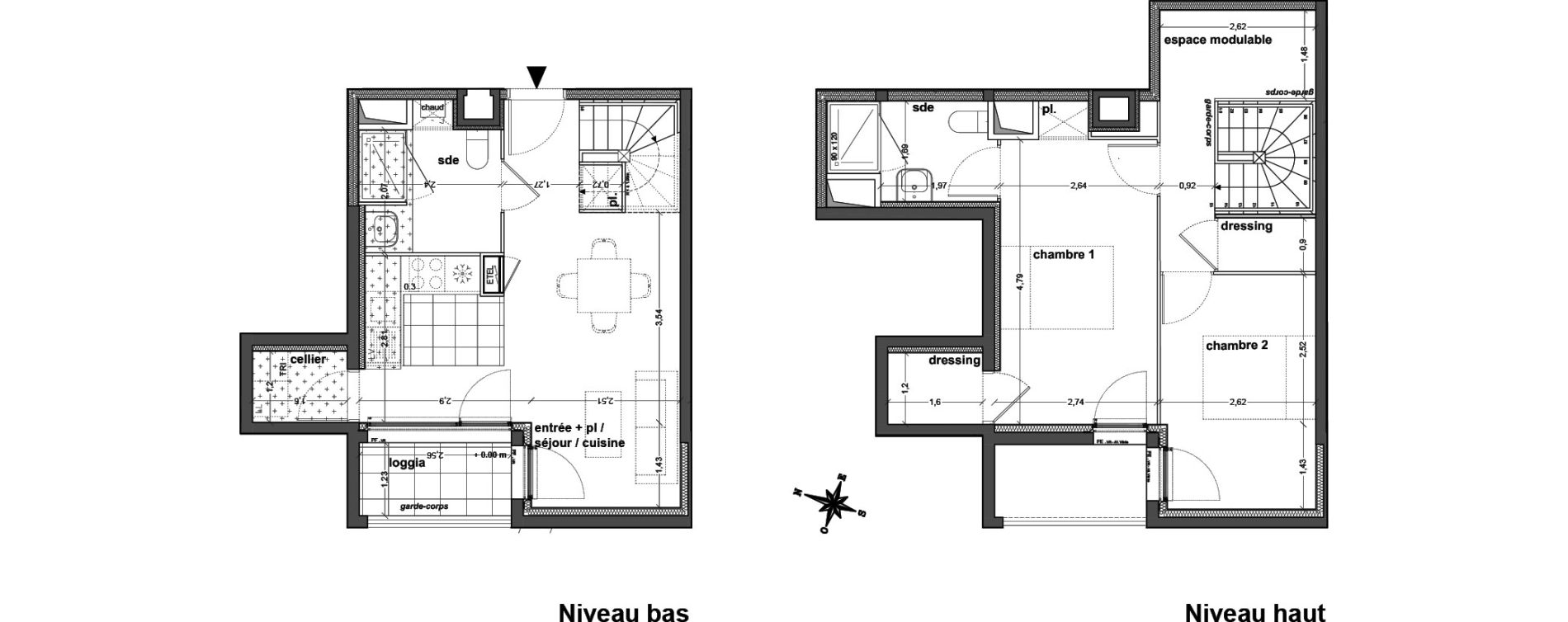Duplex T3 de 68,22 m2 &agrave; M&eacute;rignac Eyquems