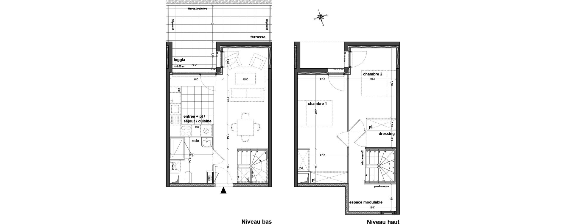 Duplex T3 de 67,92 m2 &agrave; M&eacute;rignac Eyquems
