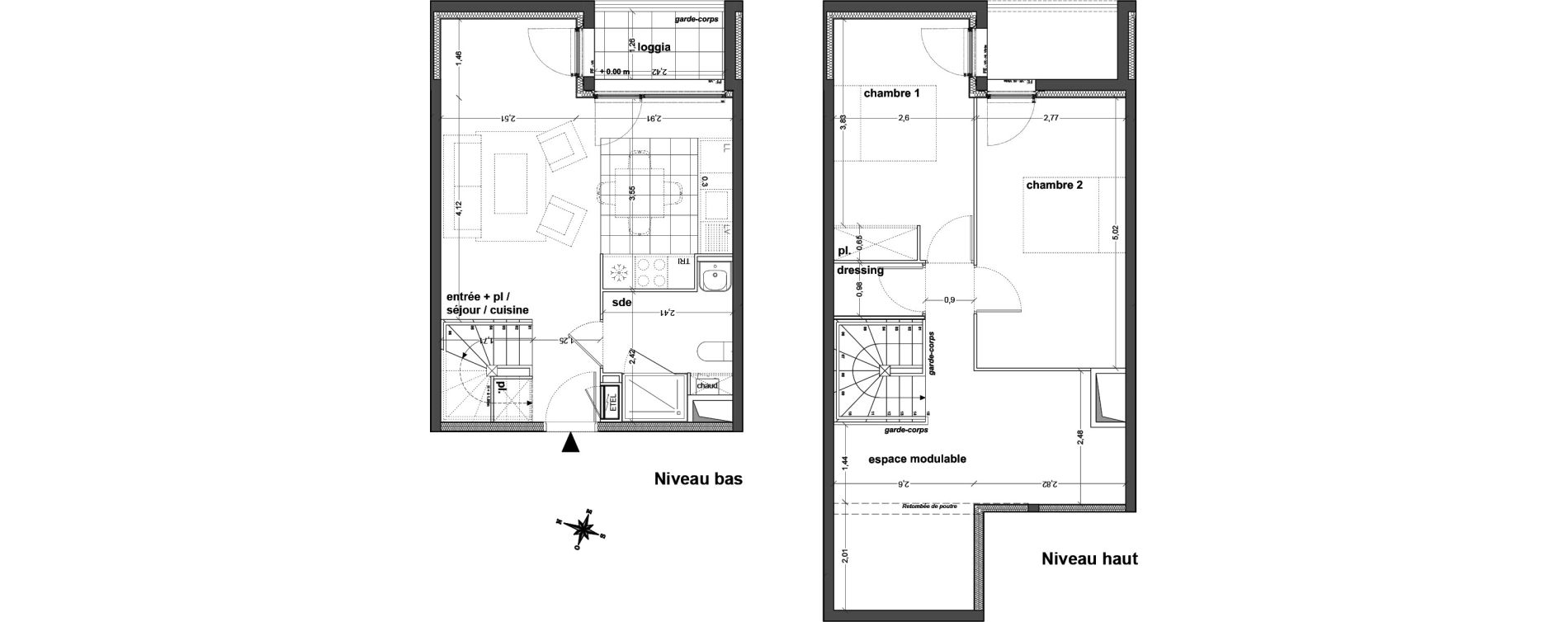 Duplex T3 de 77,50 m2 &agrave; M&eacute;rignac Eyquems