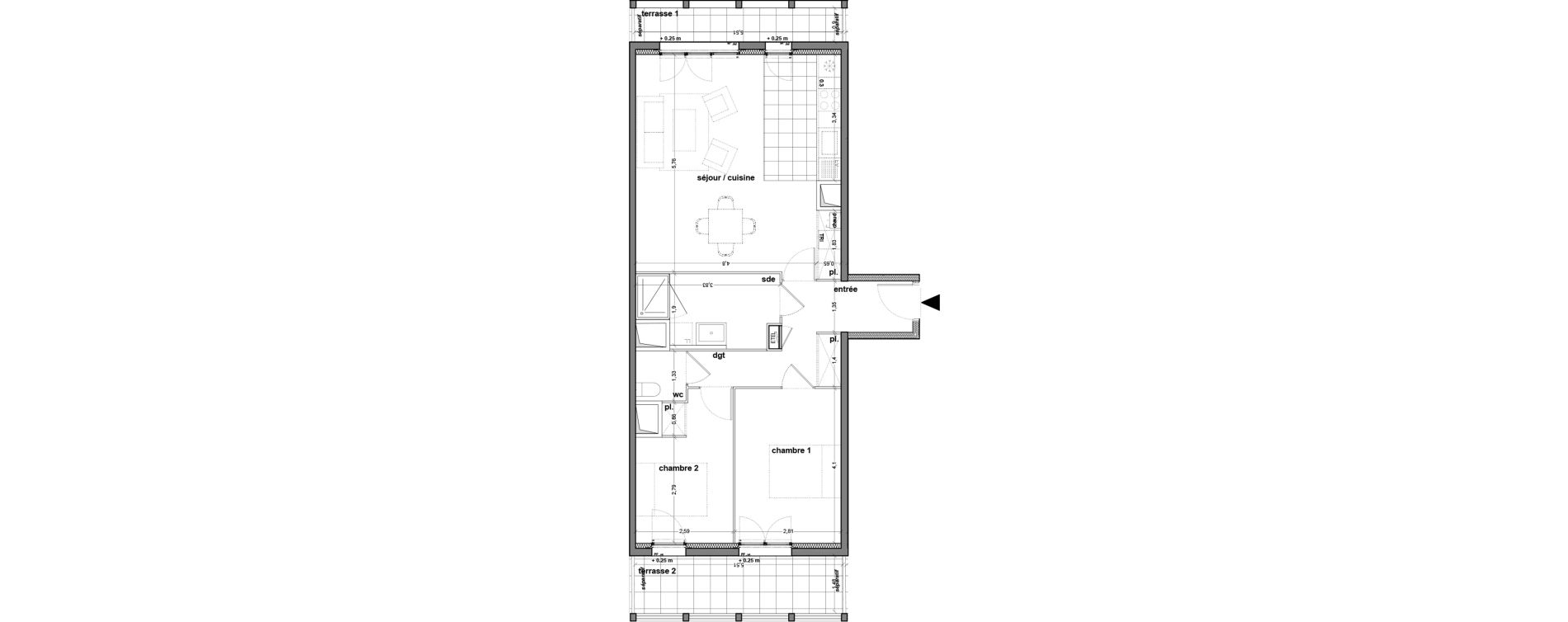 Appartement T3 de 69,72 m2 &agrave; M&eacute;rignac Eyquems