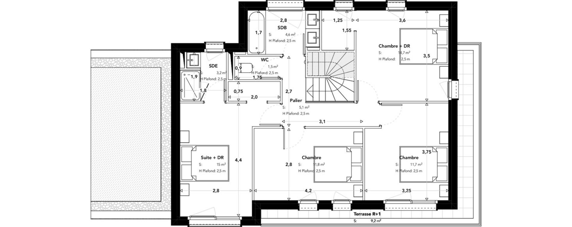 Maison T5 de 135,20 m2 &agrave; M&eacute;rignac Bourdillot