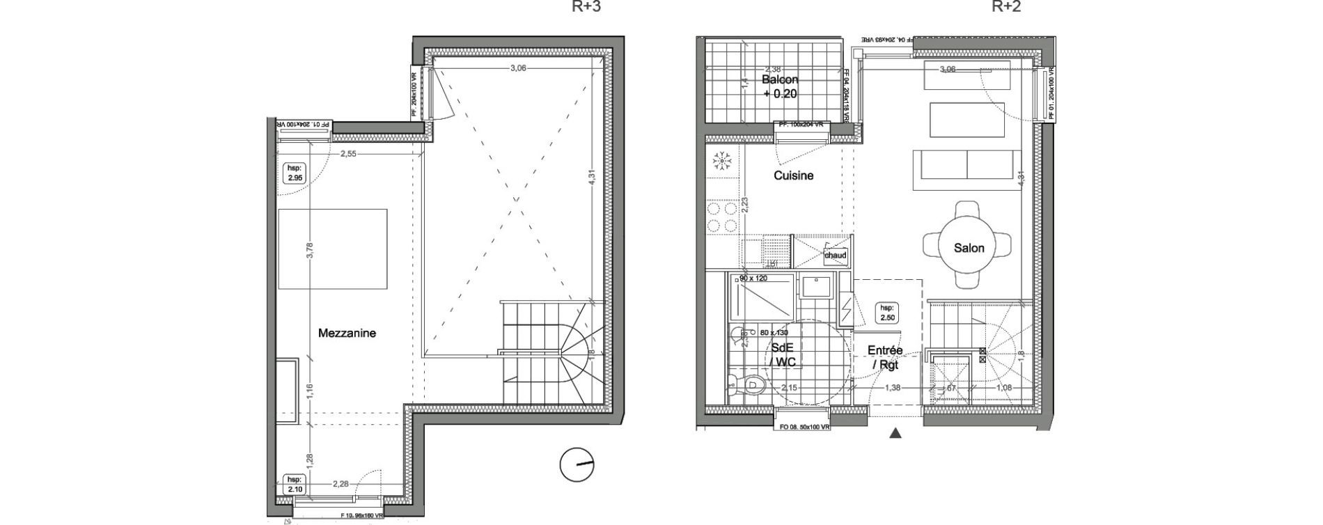 Appartement T2 de 43,21 m2 &agrave; M&eacute;rignac Les eyquems