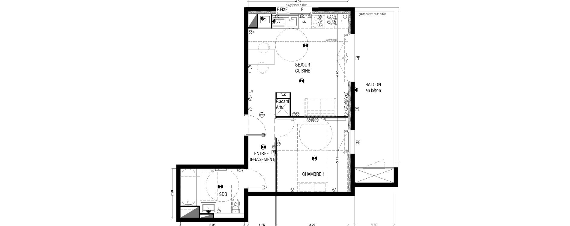 Appartement T2 de 42,33 m2 &agrave; M&eacute;rignac La glaciere