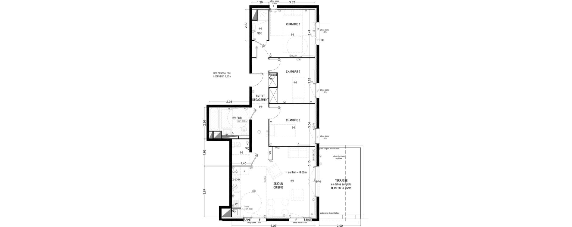 Appartement T4 de 80,78 m2 &agrave; M&eacute;rignac La glaciere
