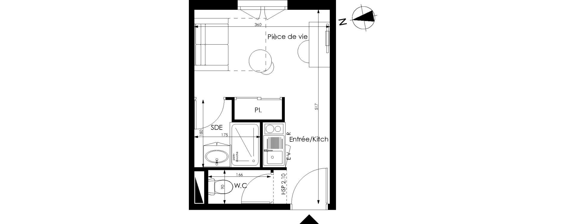 Appartement T1 de 17,55 m2 &agrave; M&eacute;rignac Capeyron