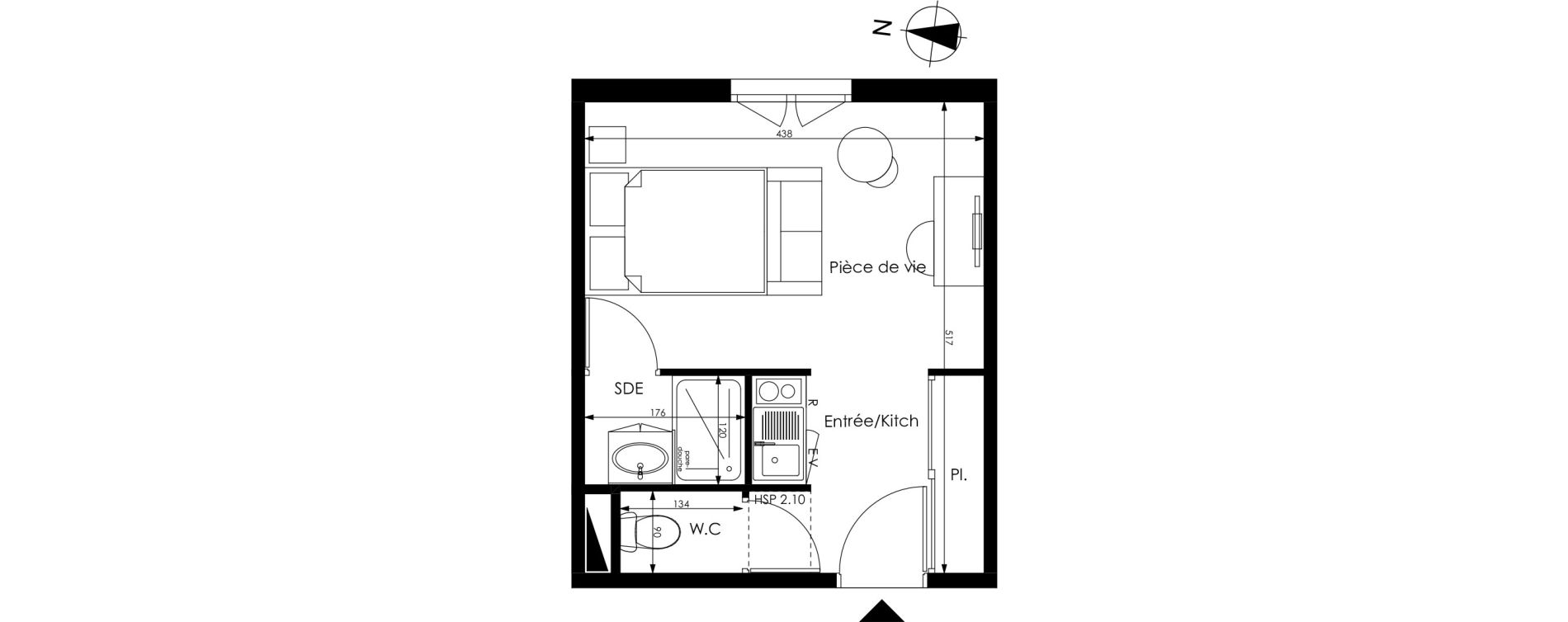 Appartement T1 de 21,63 m2 &agrave; M&eacute;rignac Capeyron