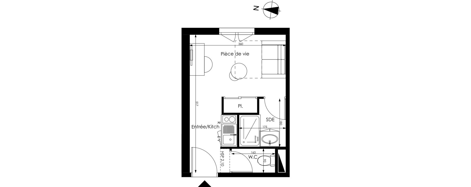 Appartement T1 de 17,55 m2 &agrave; M&eacute;rignac Capeyron