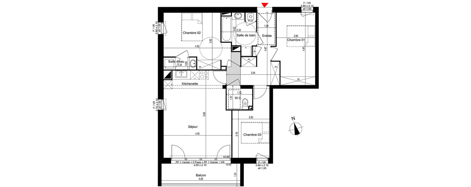 Appartement T4 de 80,77 m2 &agrave; M&eacute;rignac Capeyron