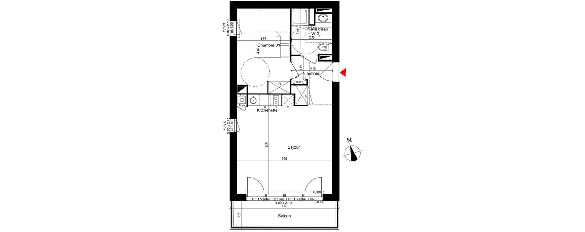 Appartement T2 de 46,72 m2 &agrave; M&eacute;rignac Capeyron