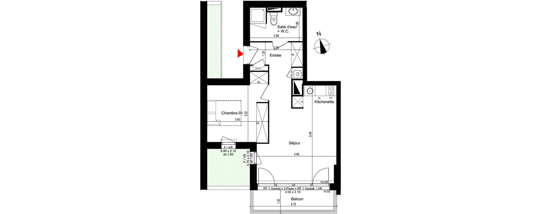 Appartement T2 de 44,06 m2 &agrave; M&eacute;rignac Capeyron