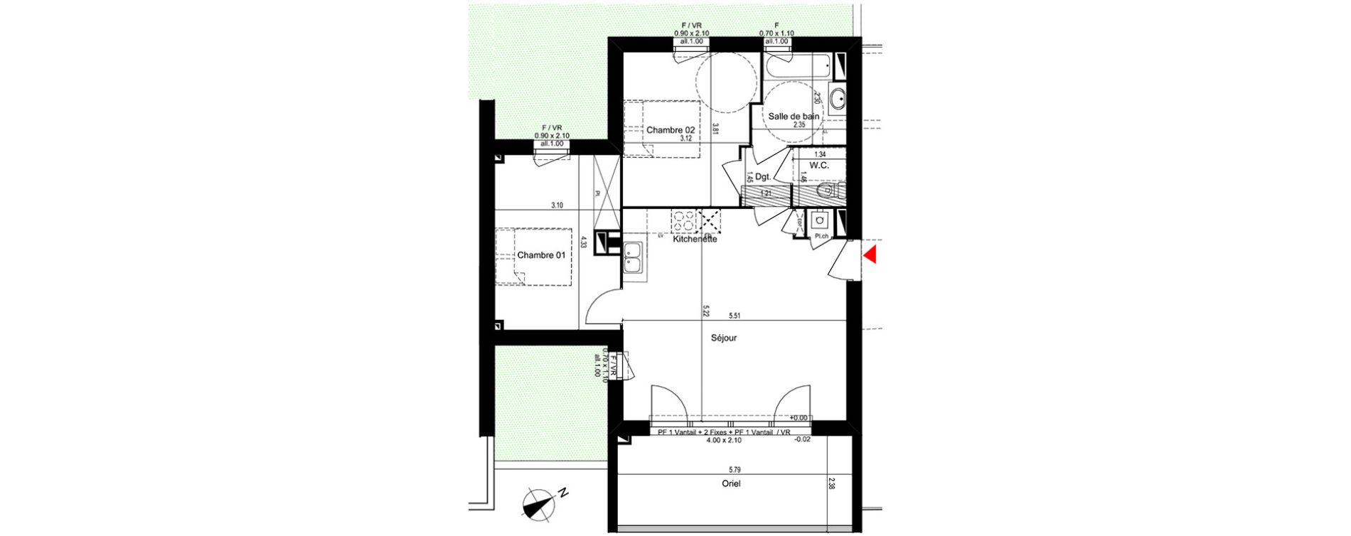 Appartement T3 de 61,55 m2 &agrave; M&eacute;rignac Capeyron