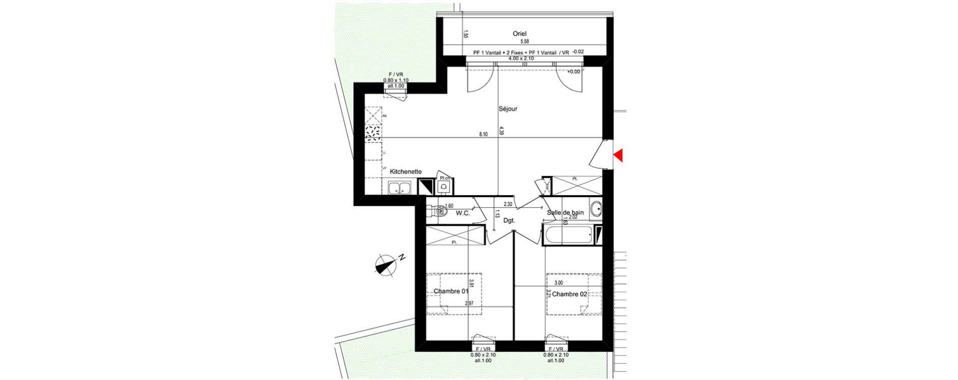 Appartement T3 de 60,98 m2 &agrave; M&eacute;rignac Capeyron