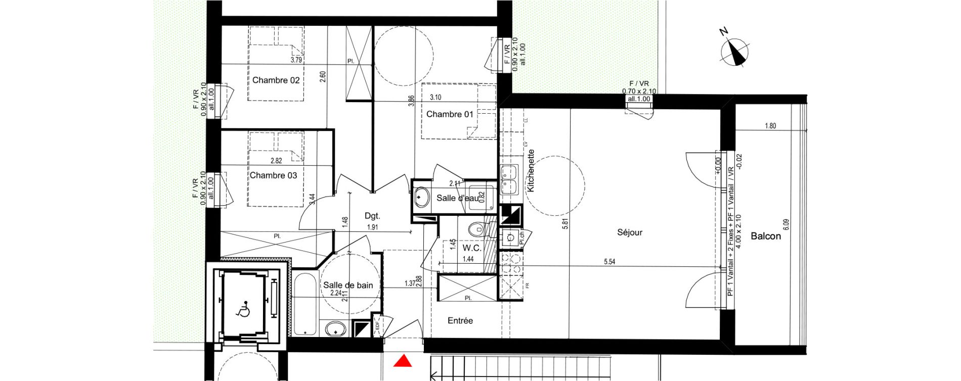 Appartement T4 de 81,05 m2 &agrave; M&eacute;rignac Capeyron