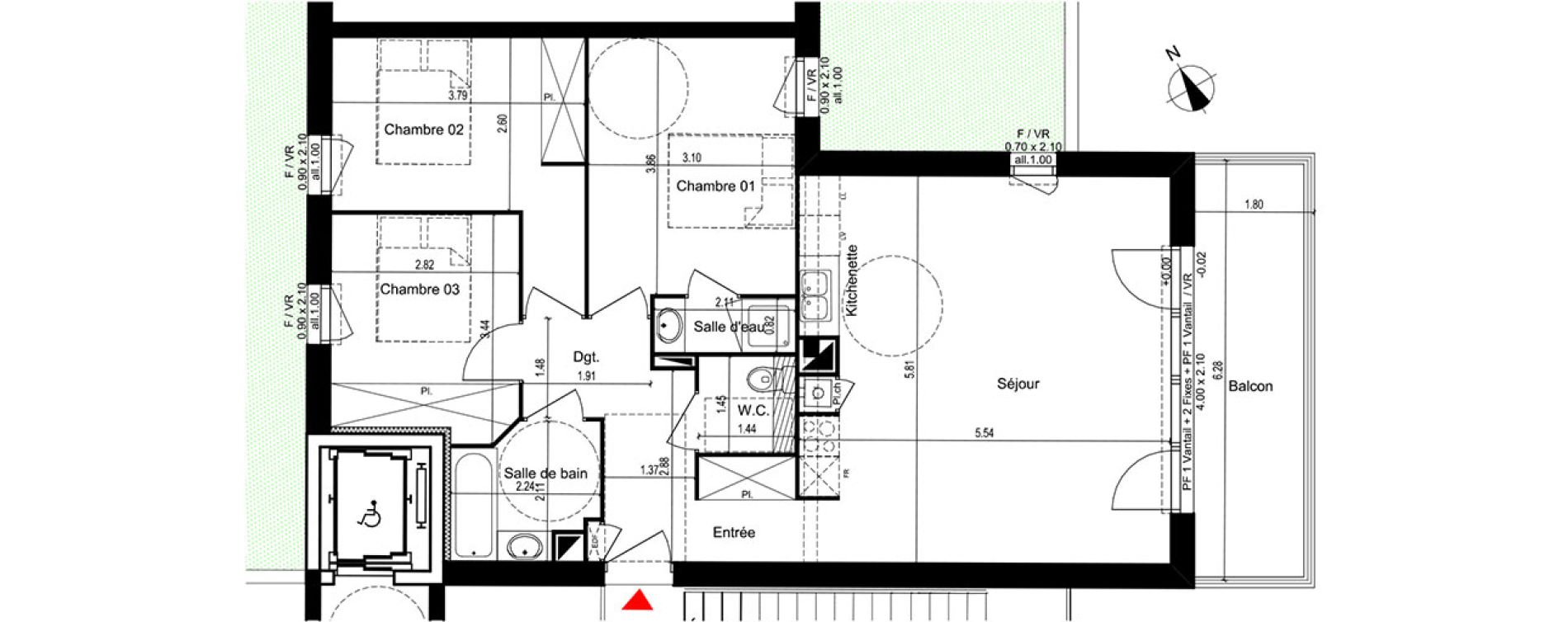 Appartement T4 de 81,05 m2 &agrave; M&eacute;rignac Capeyron
