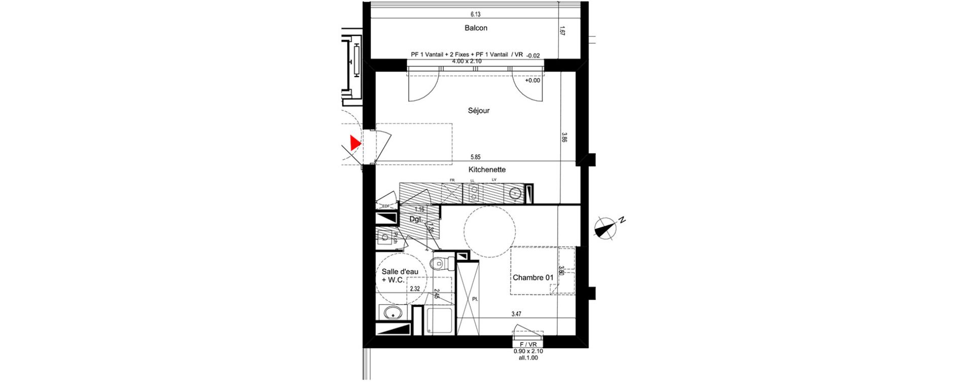Appartement T2 de 43,22 m2 &agrave; M&eacute;rignac Capeyron