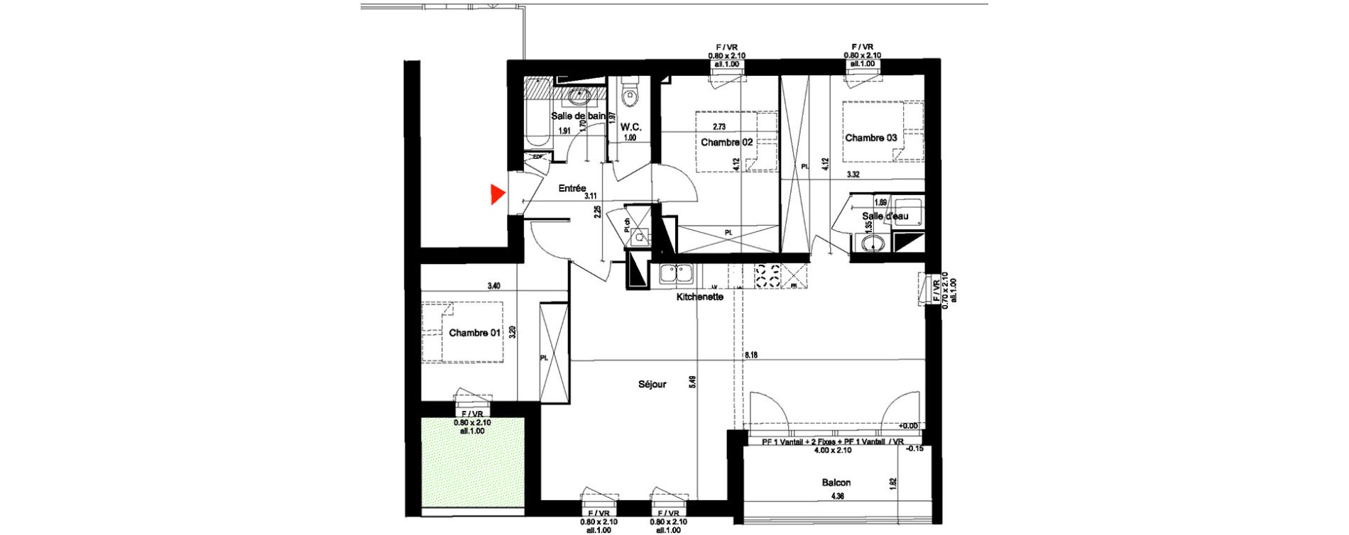 Appartement T4 de 85,25 m2 &agrave; M&eacute;rignac Capeyron