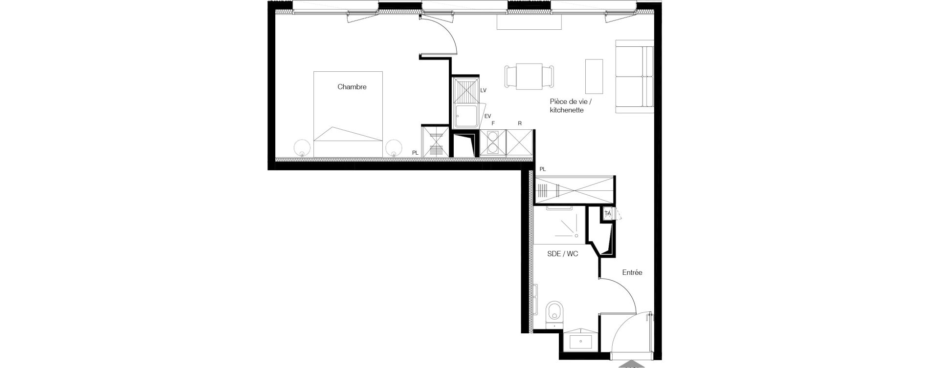Appartement T2 meubl&eacute; de 40,00 m2 &agrave; M&eacute;rignac Zone industrielle du phare