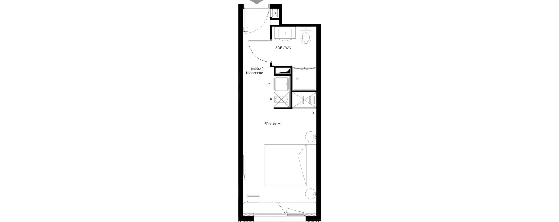 Appartement T1 meubl&eacute; de 20,44 m2 &agrave; M&eacute;rignac Zone industrielle du phare