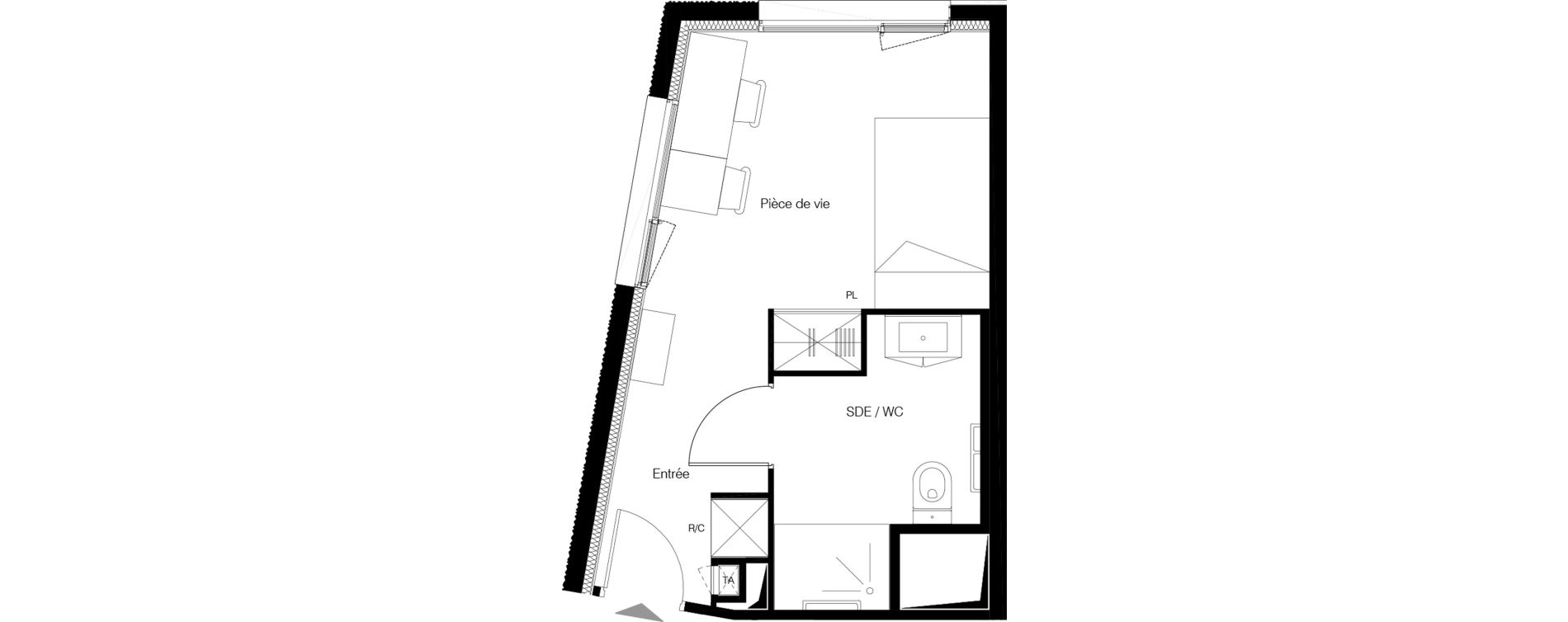 Appartement T1 meubl&eacute; de 20,07 m2 &agrave; M&eacute;rignac Zone industrielle du phare