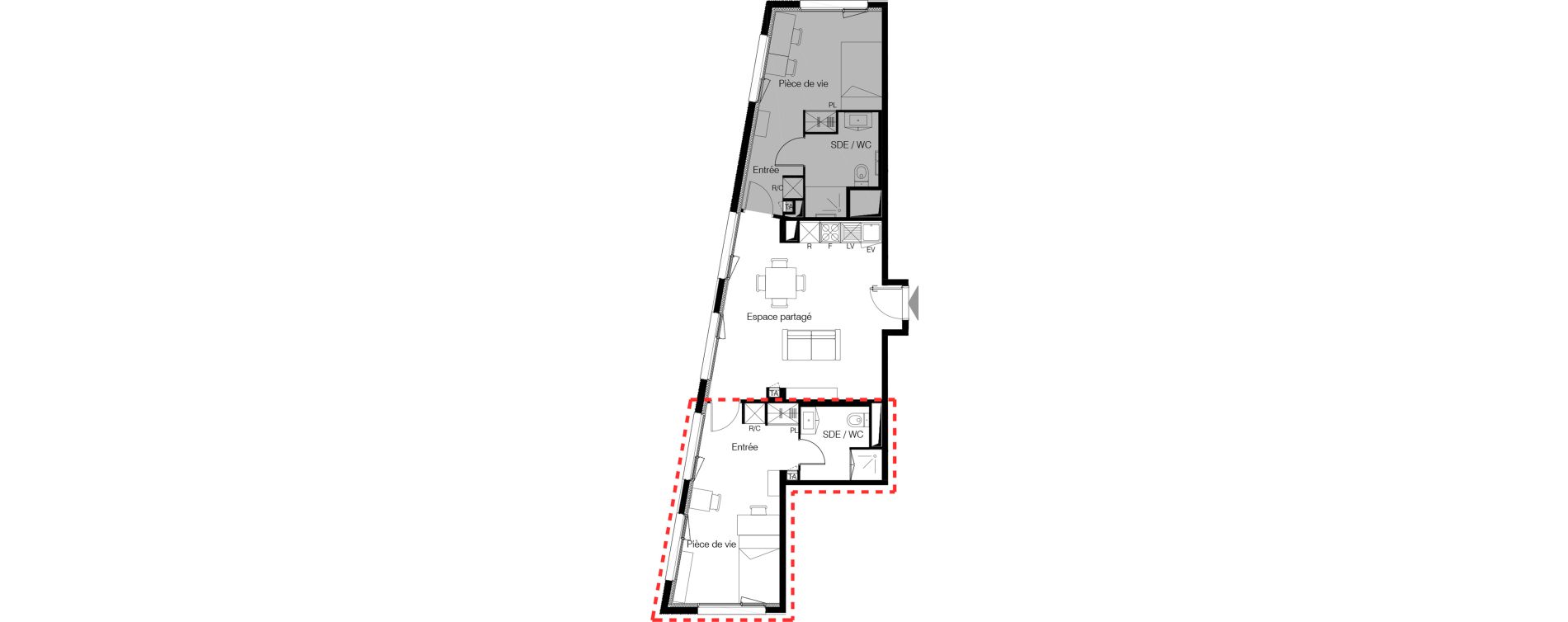 Appartement T1 meubl&eacute; de 21,29 m2 &agrave; M&eacute;rignac Zone industrielle du phare