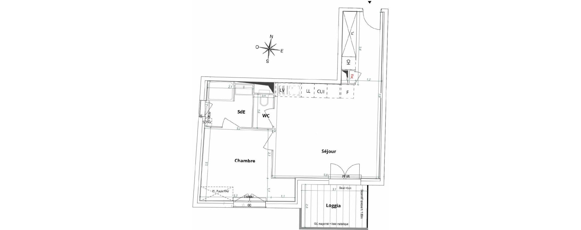 Appartement T2 de 46,30 m2 &agrave; M&eacute;rignac Arlac