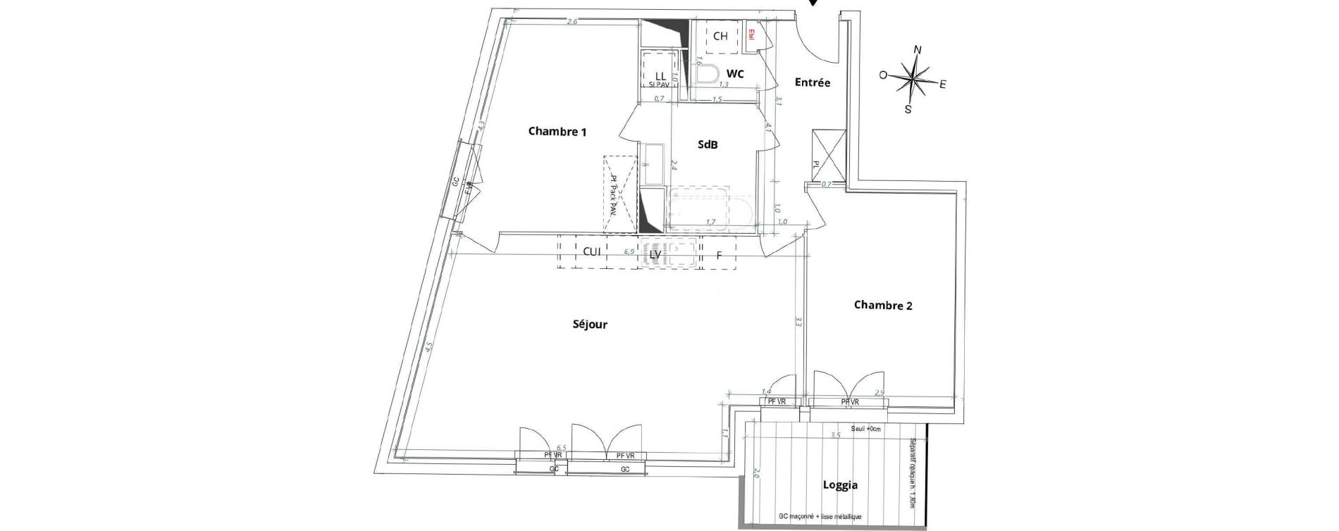 Appartement T3 de 69,30 m2 &agrave; M&eacute;rignac Arlac