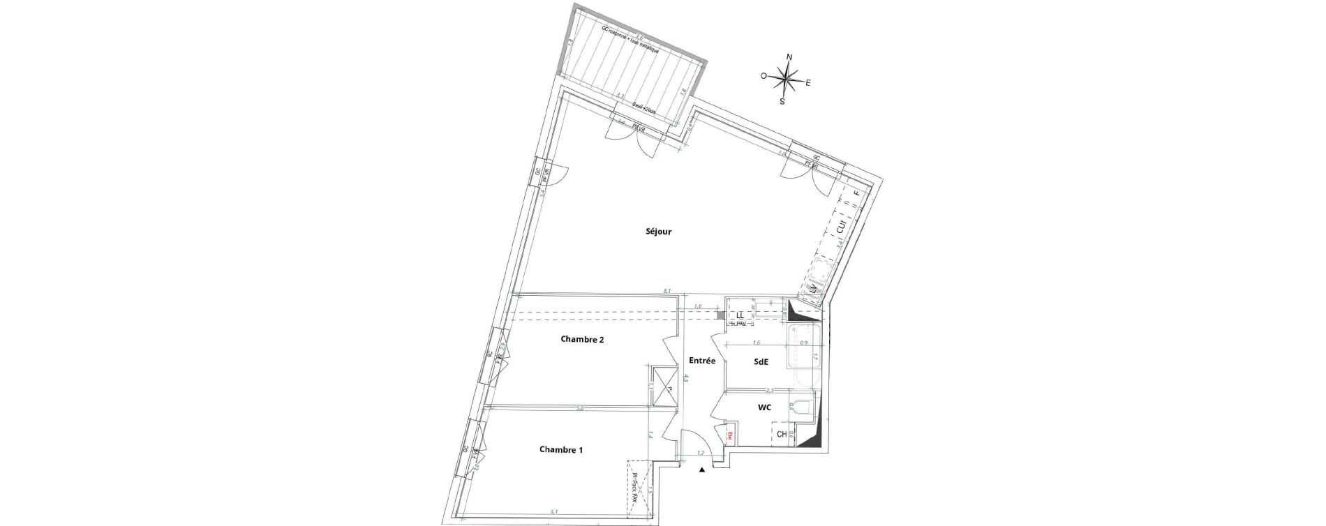 Appartement T3 de 76,20 m2 &agrave; M&eacute;rignac Arlac
