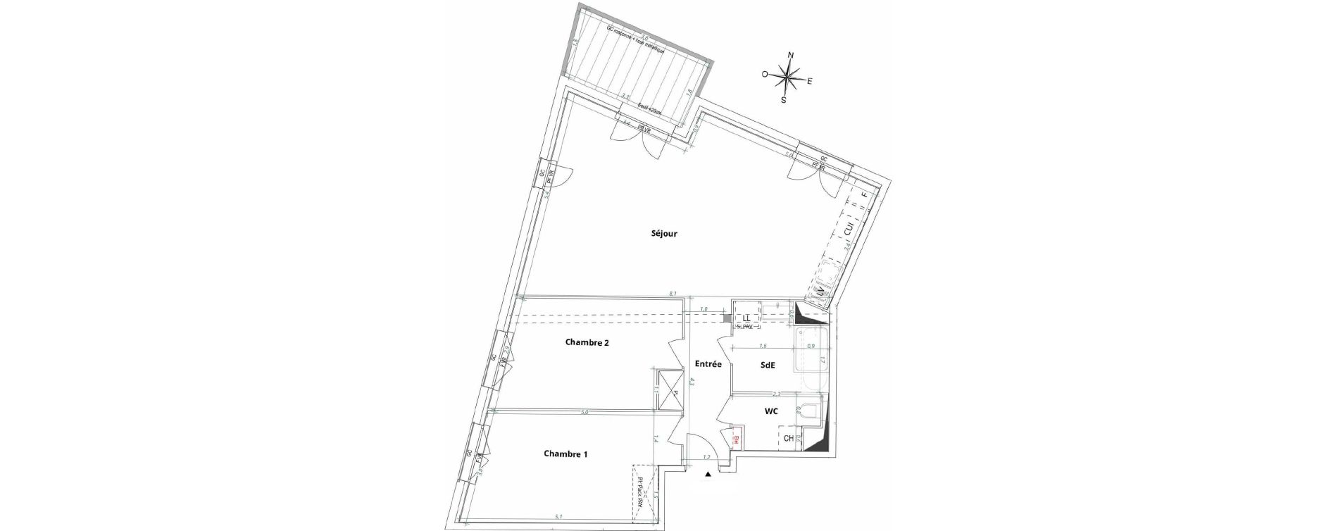 Appartement T3 de 76,30 m2 &agrave; M&eacute;rignac Arlac