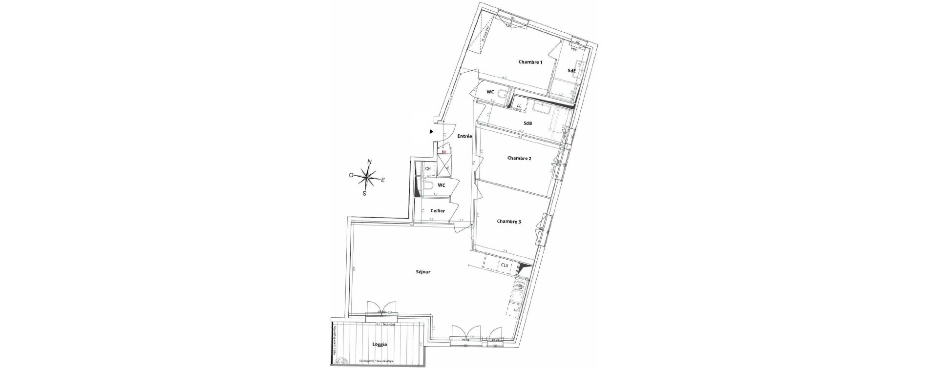 Appartement T4 de 94,70 m2 &agrave; M&eacute;rignac Arlac