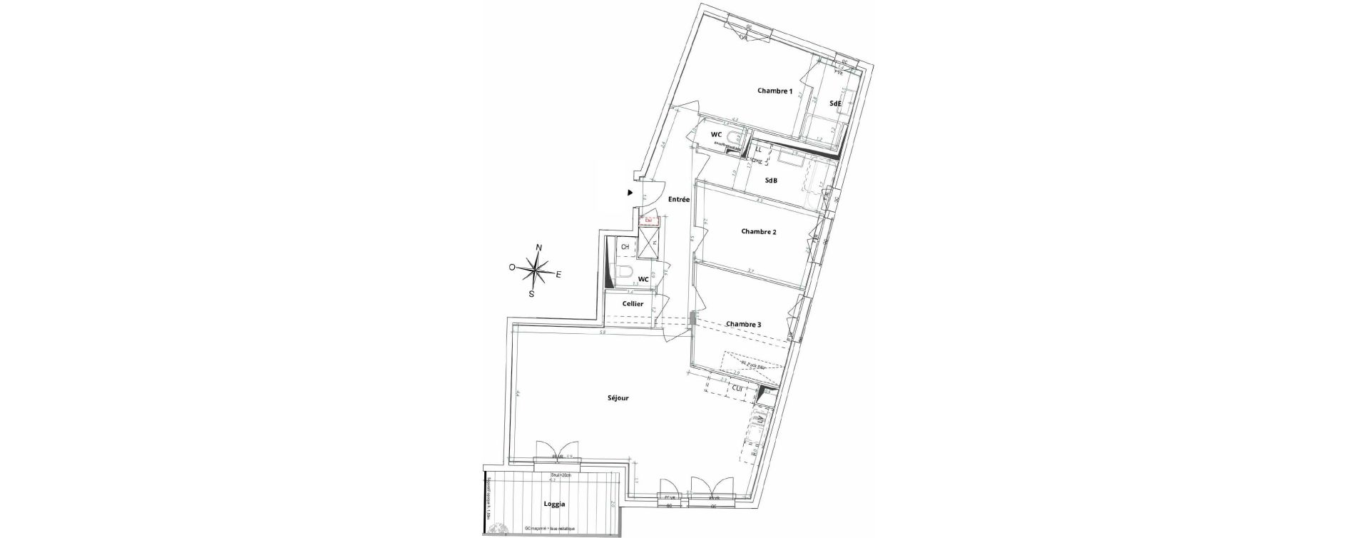 Appartement T4 de 94,70 m2 &agrave; M&eacute;rignac Arlac