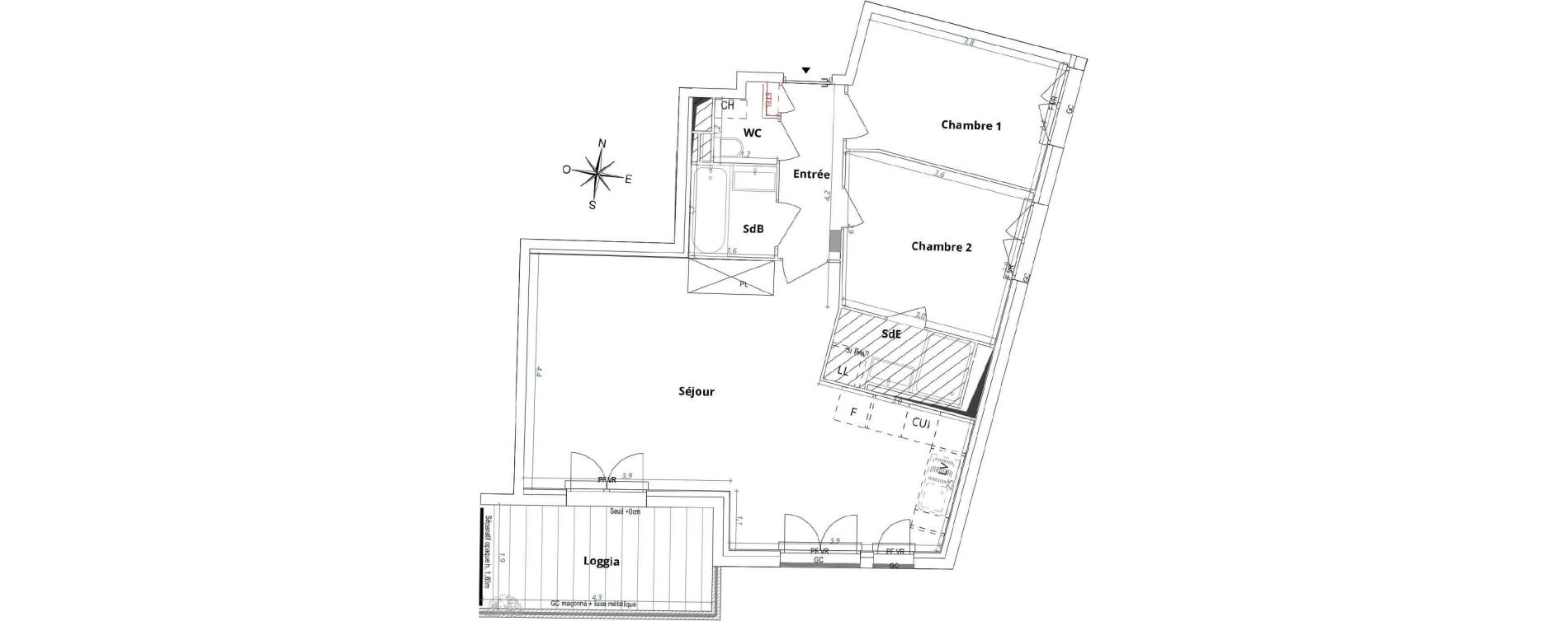 Appartement T3 de 64,10 m2 &agrave; M&eacute;rignac Arlac