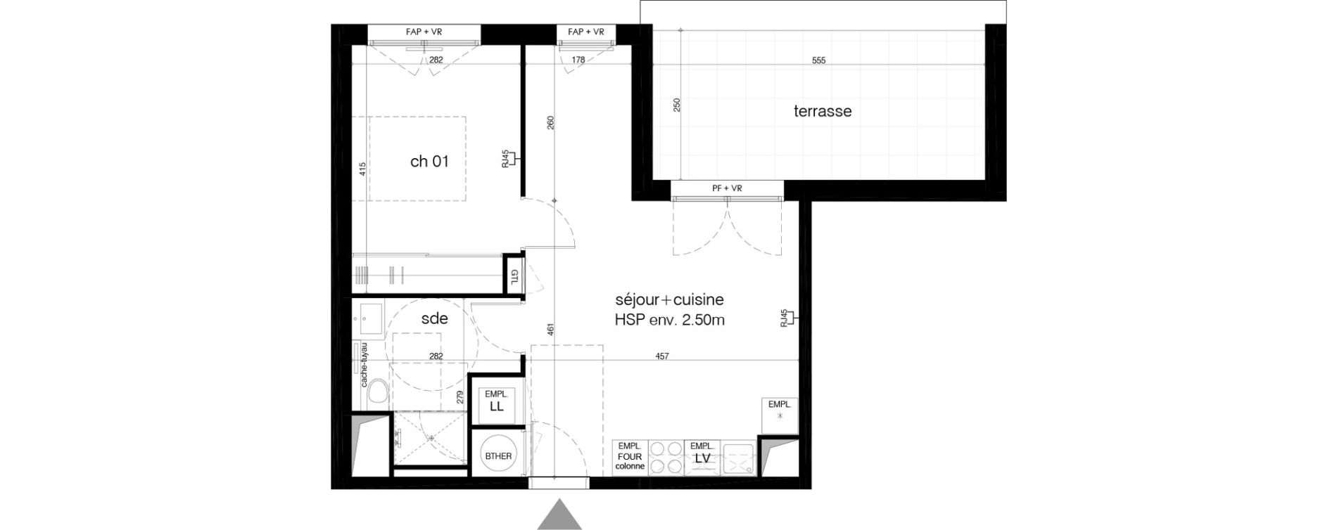 Appartement T2 de 44,00 m2 &agrave; M&eacute;rignac Arlac