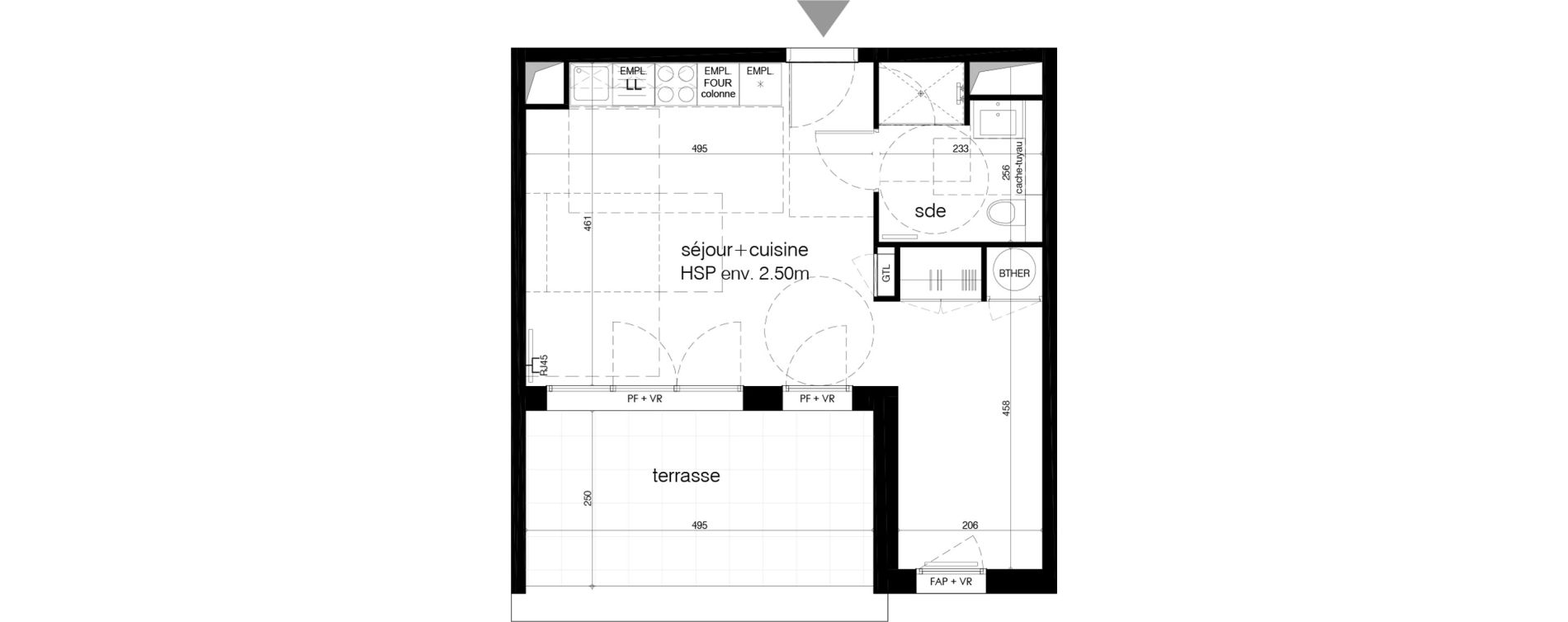Appartement T1 de 37,30 m2 &agrave; M&eacute;rignac Arlac