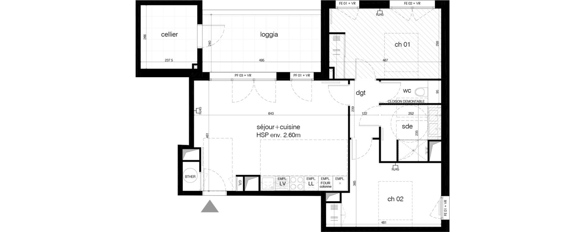 Appartement T3 de 65,50 m2 &agrave; M&eacute;rignac Arlac