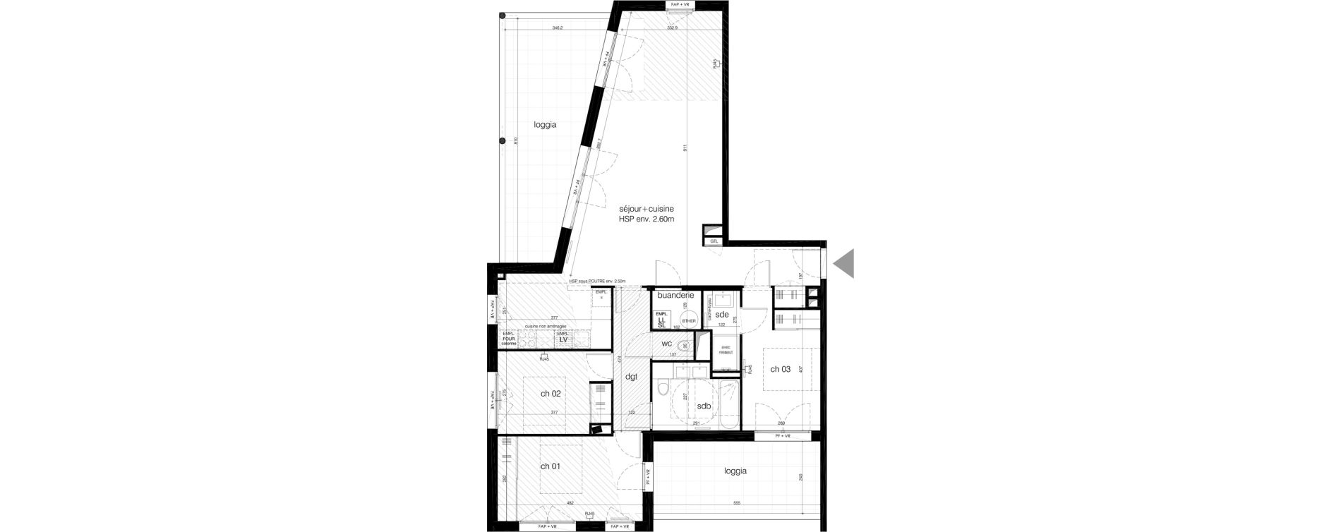 Appartement T4 de 105,60 m2 &agrave; M&eacute;rignac Arlac
