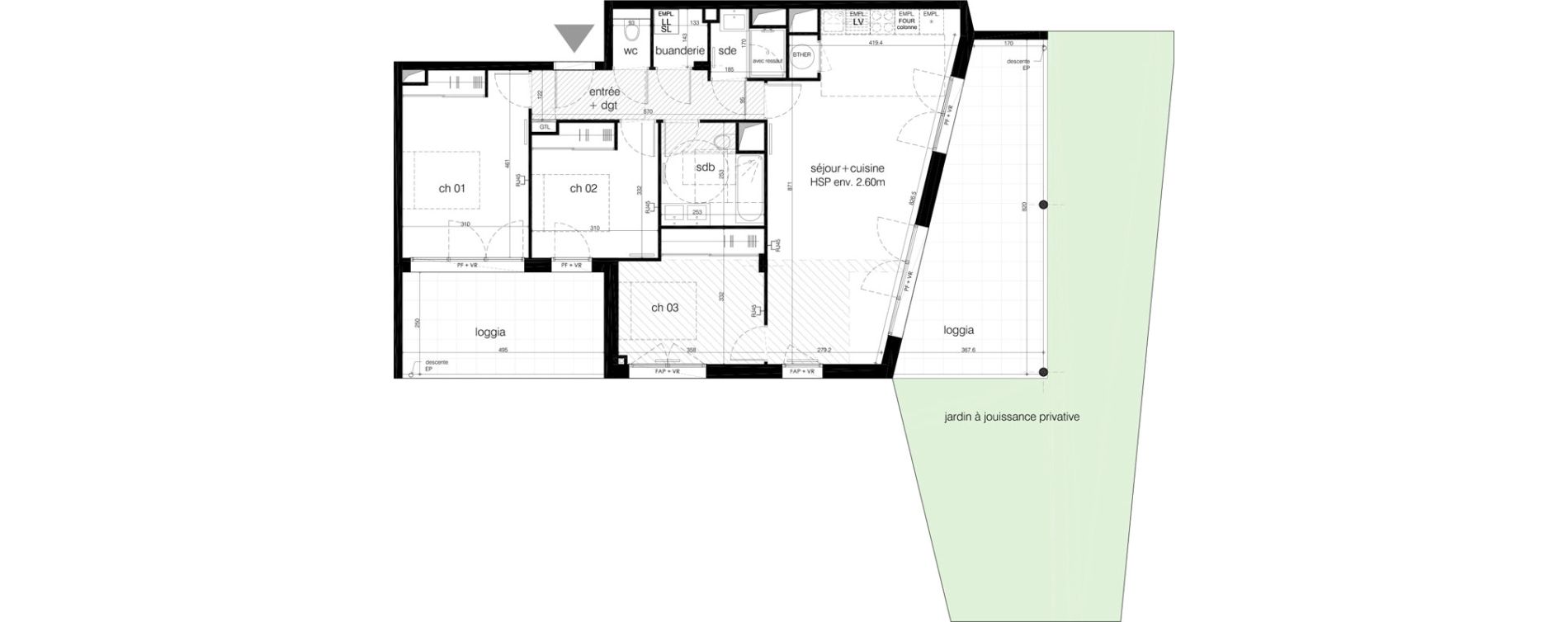 Appartement T4 de 84,90 m2 &agrave; M&eacute;rignac Arlac