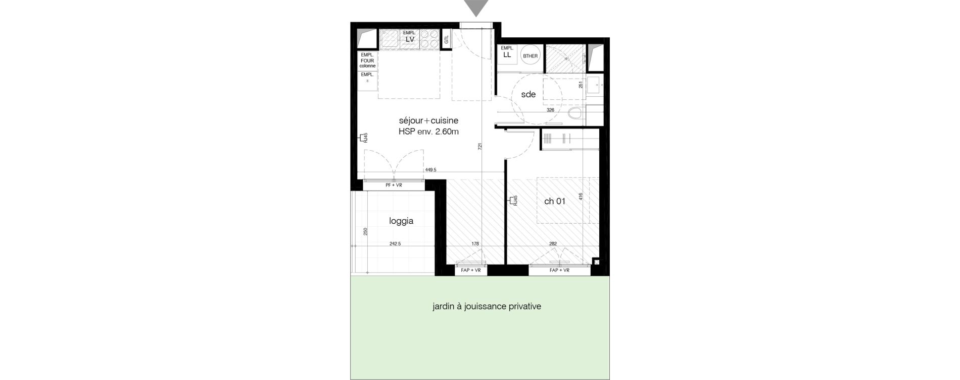 Appartement T2 de 42,70 m2 &agrave; M&eacute;rignac Arlac
