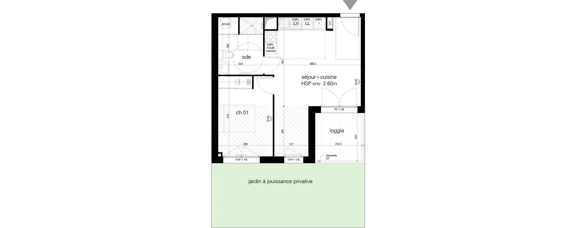 Appartement T2 de 44,50 m2 &agrave; M&eacute;rignac Arlac