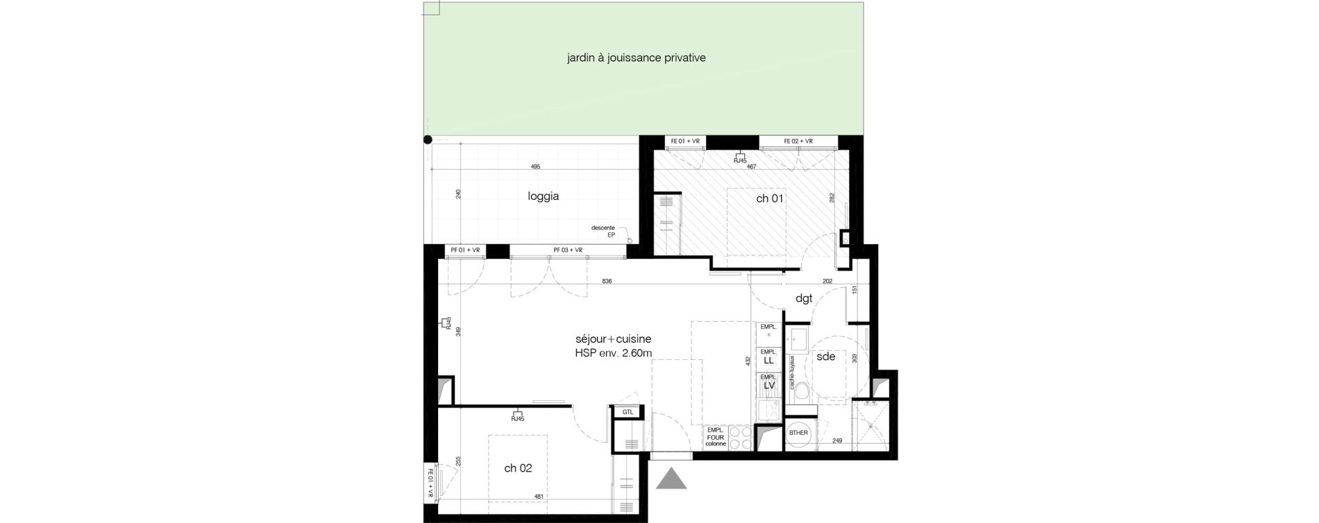 Appartement T3 de 64,90 m2 &agrave; M&eacute;rignac Arlac