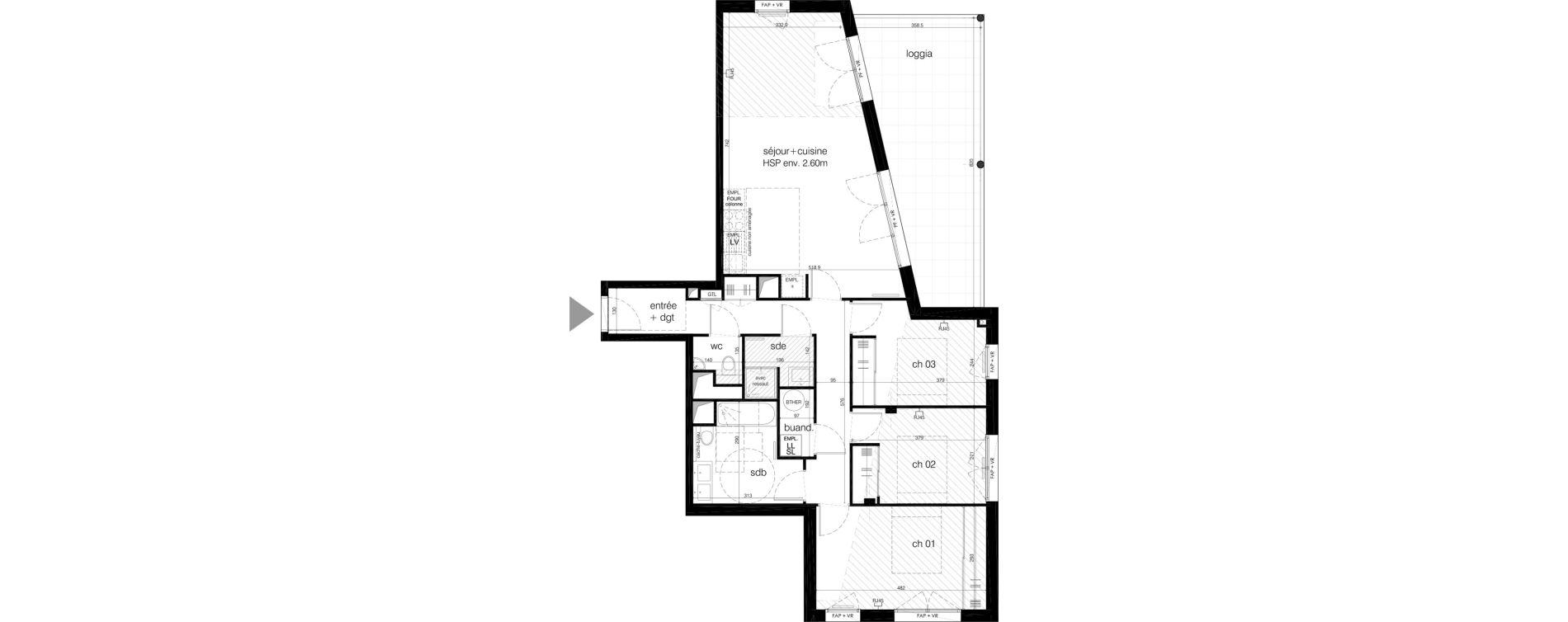 Appartement T4 de 94,20 m2 &agrave; M&eacute;rignac Arlac