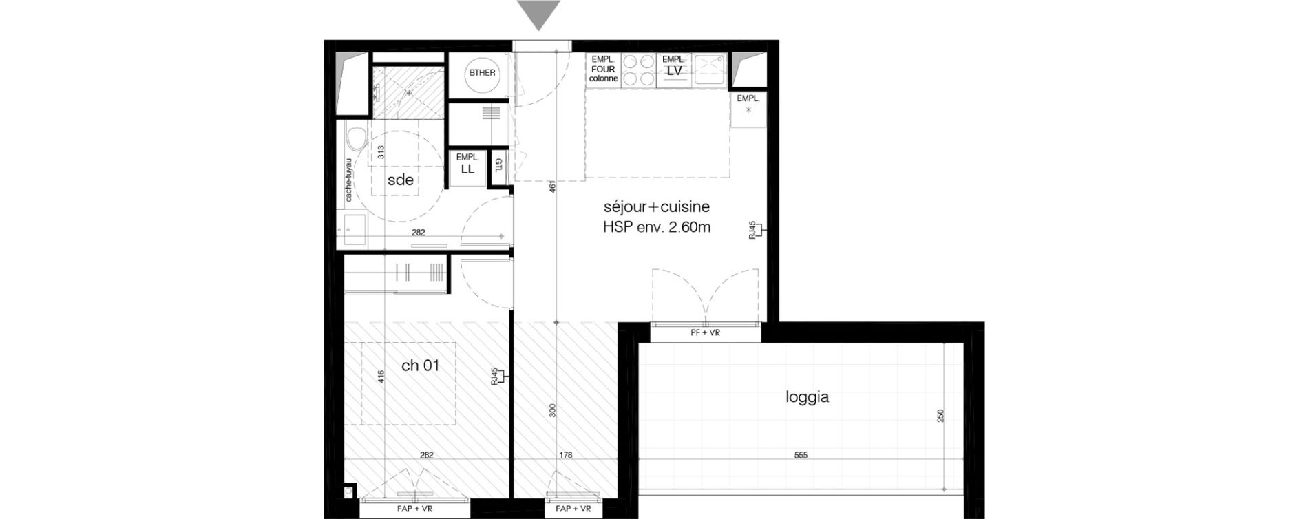 Appartement T2 de 45,10 m2 &agrave; M&eacute;rignac Arlac
