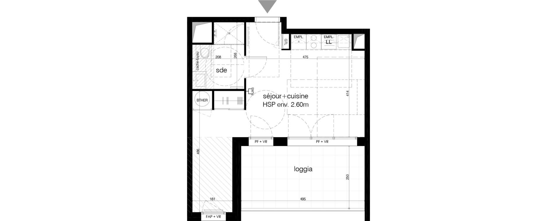 Appartement T1 de 33,30 m2 &agrave; M&eacute;rignac Arlac