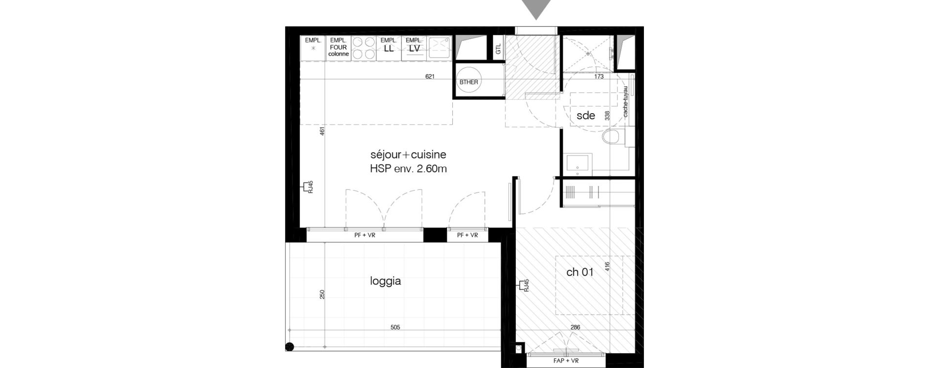Appartement T2 de 43,40 m2 &agrave; M&eacute;rignac Arlac