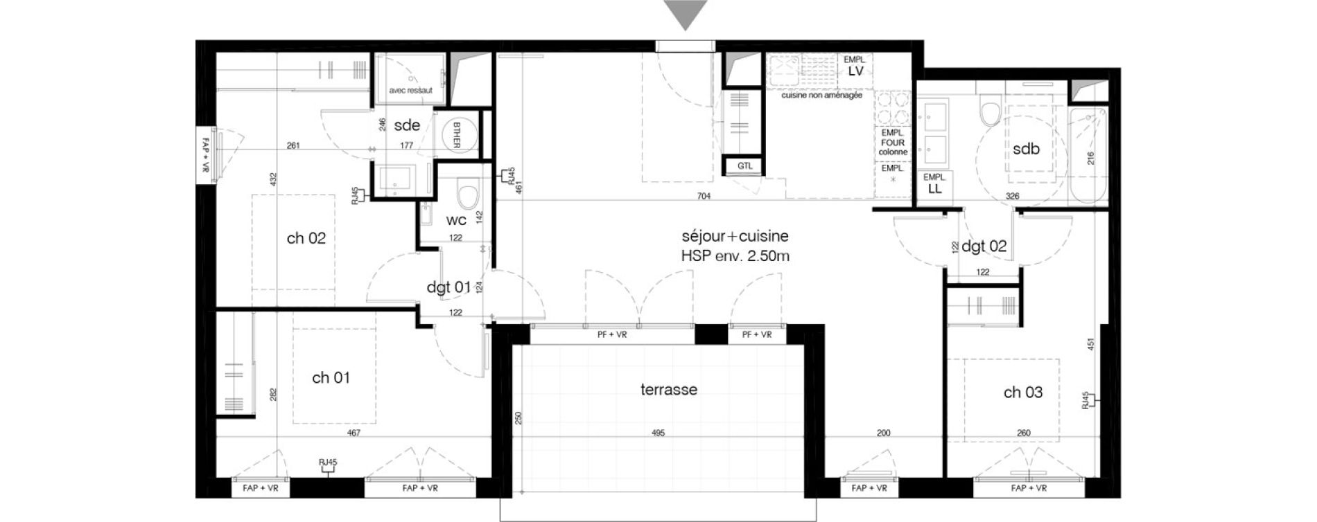 Appartement T4 de 87,80 m2 &agrave; M&eacute;rignac Arlac