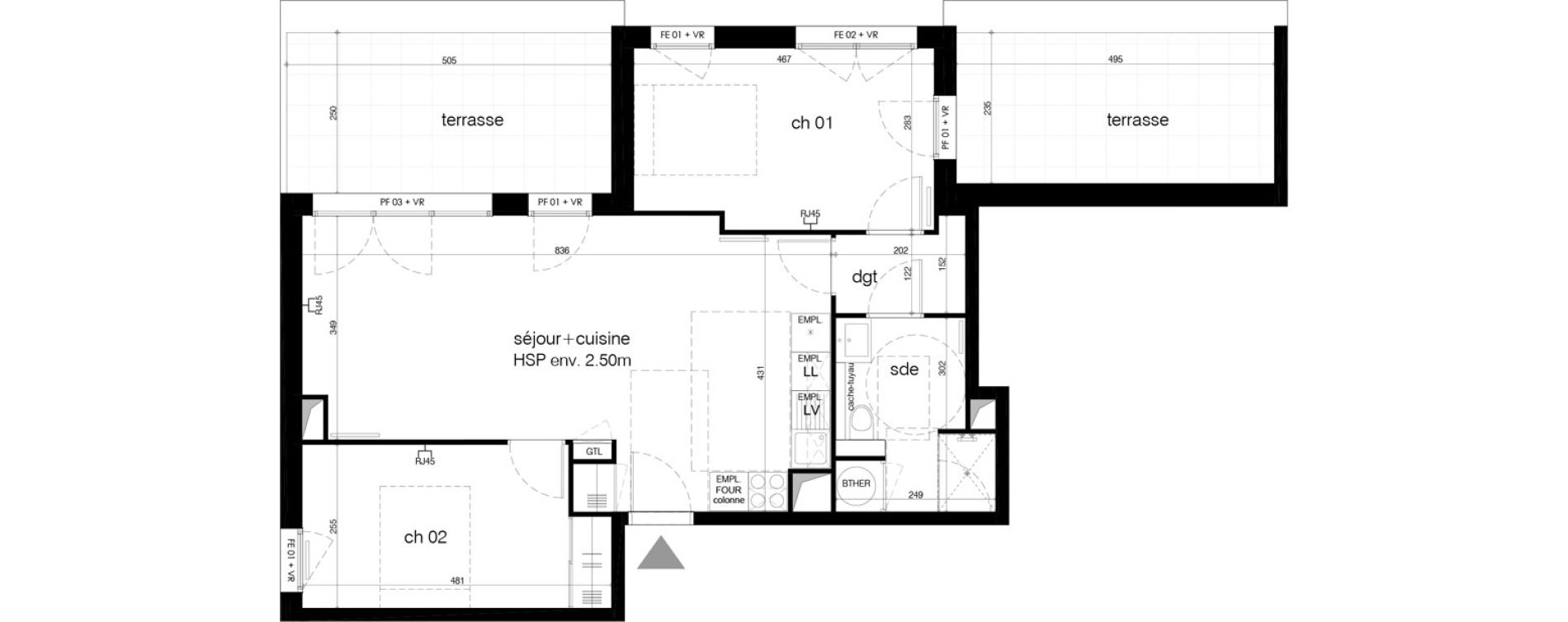 Appartement T3 de 65,00 m2 &agrave; M&eacute;rignac Arlac