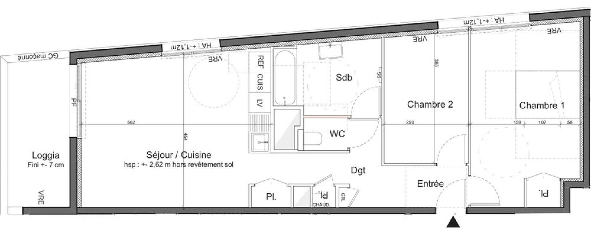 Appartement T3 de 69,00 m2 &agrave; M&eacute;rignac Marne - quatre chemins